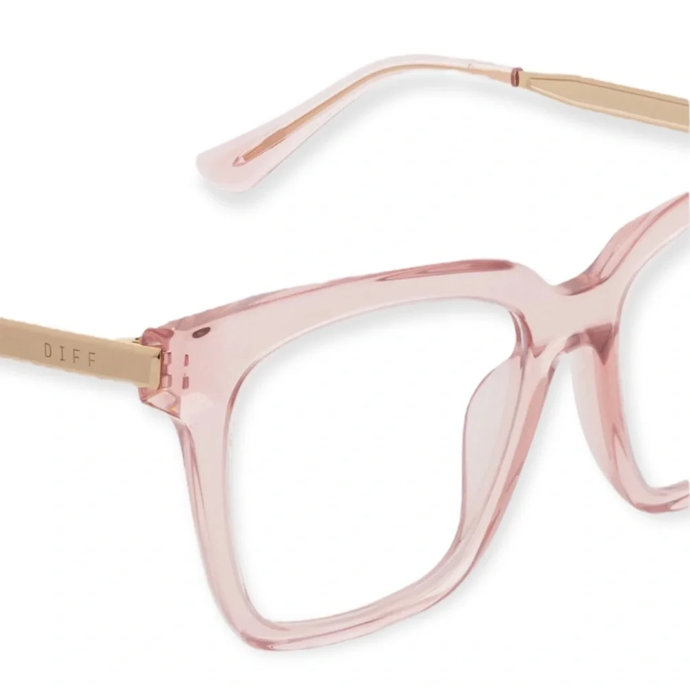 DIFF Bella Bluelight Glasses Azalea Pink Crystal Frame Blue Light Blocking Lens